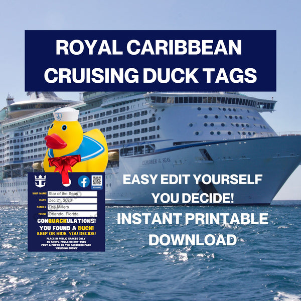 Royal Caribbean Cruising Duck Tags Printable Digital Download Digital Download Cruise Into