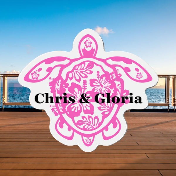 Personalized Flower Sea Turtle Pink Cruise Door Magnet Cruise Door Magnets   