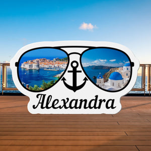 Personalized Mediterranean Sunglasses Cruise Door Magnet Cruise Door Magnets Cruise Into