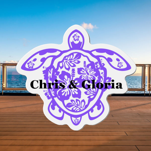 Personalized Flower Sea Turtle Purple Cruise Door Magnet Cruise Door Magnets   