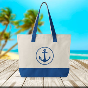 Anchor Cruise Tote Bag - Nautical Zippered Canvas Travel Bag Bags Cruise Into