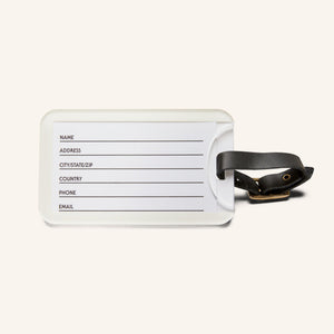 Norwegian Cruise luggage tag with blue and teal cruise word-art design and adjustable black leather strap.
