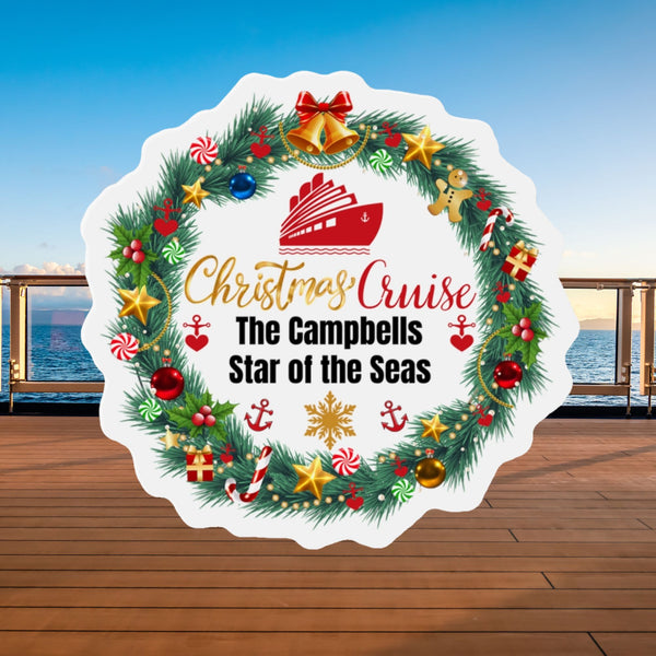 Personalized Christmas Wreath Cruise Door Magnet Cruise Door Magnets Cruise Into