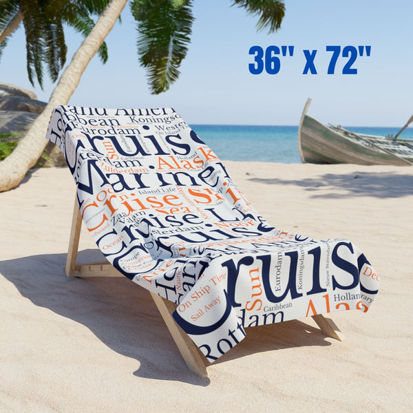 Holland America Cruise Words Beach Towel Cruise Towels 36" × 72"  