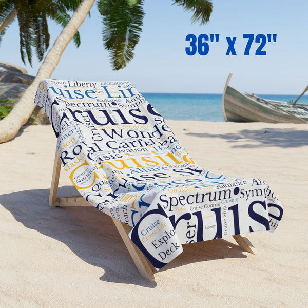 Royal Caribbean Cruise Words Beach Towel Cruise Towels 36" × 72"  