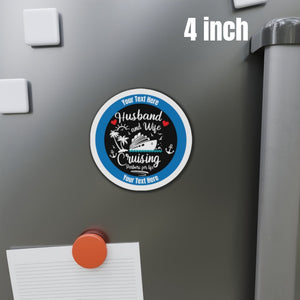 Personalized Husband and Wife cruise door magnet with Cruising Partners for Life nautical design