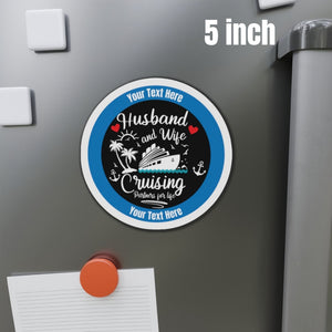 Personalized Husband and Wife cruise door magnet with Cruising Partners for Life nautical design