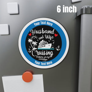 Personalized Husband and Wife cruise door magnet with Cruising Partners for Life nautical design