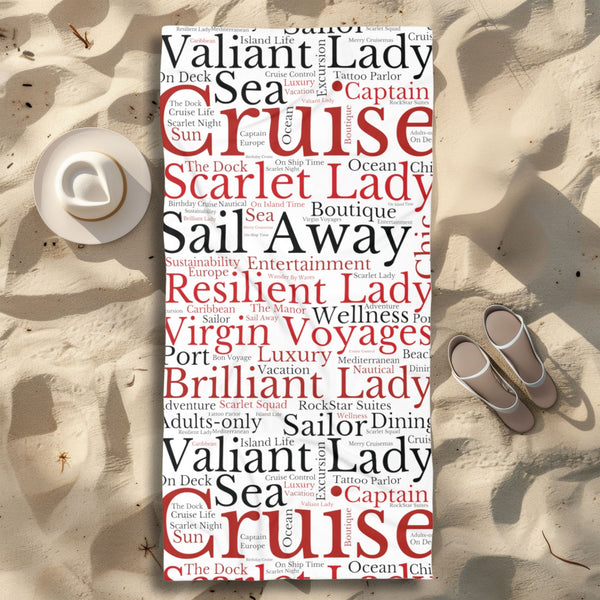 Virgin Voyages Cruise Words Beach Towel Cruise Towels   