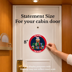 Personalized Merry Cruisemas cruise door magnet with Santa, holiday cruise design, and custom names