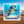 Square personalized cruise door magnet with a blue baby sea turtle, underwater coral scene