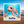 Square personalized cruise door magnet with a blue baby sea turtle, underwater coral scene