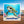 Square personalized cruise door magnet with a blue baby sea turtle, underwater coral scene