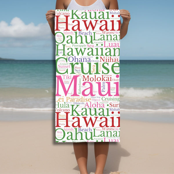 Hawaii Cruise Words Beach Towel Cruise Towels   