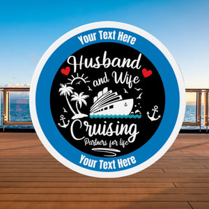 Personalized Husband and Wife cruise door magnet with Cruising Partners for Life nautical design