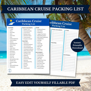 Caribbean Cruise Packing List Printable Digital Download Digital Download   