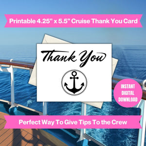 Printable Cruise Thank You Card Digital Download   