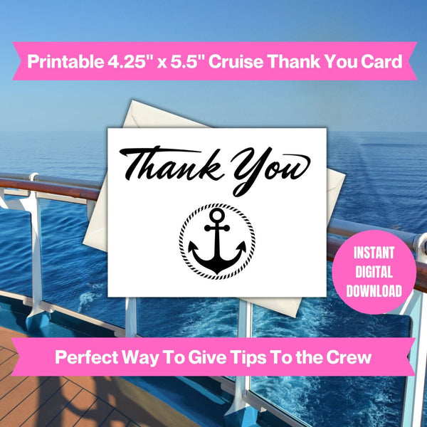 Printable Cruise Thank You Card Digital Download Cruise Into