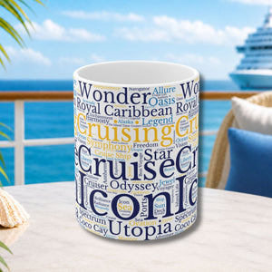 RCL Cruise Themed Words Mug