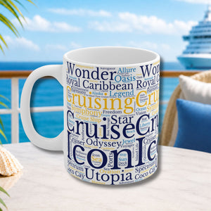 RCL Cruise Themed Words Mug