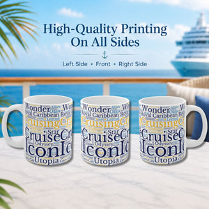 RCL Cruise Themed Words Mug