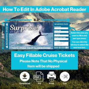 Printable Alaska Cruise Ticket Boarding Pass PDF Digital Download Digital Download Cruise Into