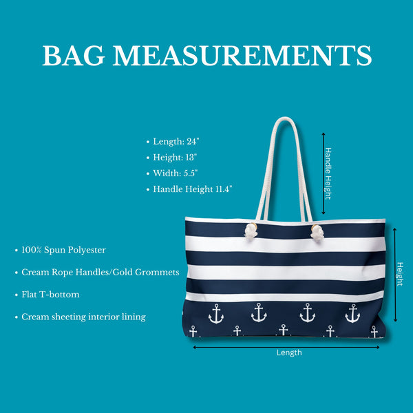 Nautical Stripes Anchor Tote Bag Bags   