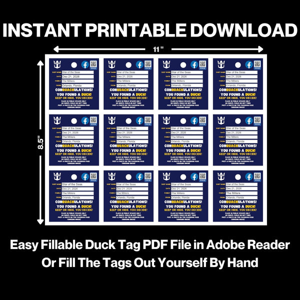 Royal Caribbean Cruising Duck Tags Printable Digital Download Digital Download Cruise Into