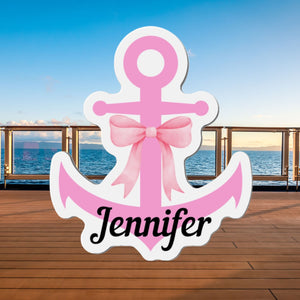 Personalized Pink Coquette Bow Anchor Cruise Door Magnet Cruise Door Magnets   