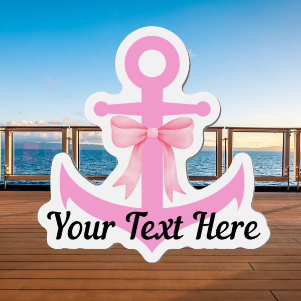 Personalized Pink Coquette Bow Anchor Cruise Door Magnet Cruise Door Magnets   