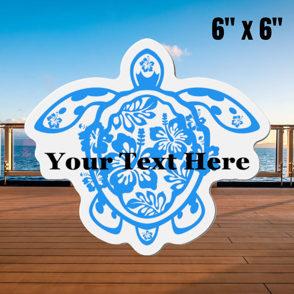 Personalized Flower Sea Turtle Blue Cruise Door Magnet Cruise Door Magnets 6 × 6"  