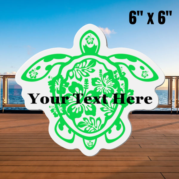 Personalized Flower Sea Turtle Green Cruise Door Magnet Cruise Door Magnets 6 × 6"  