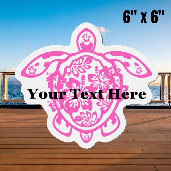 Personalized Flower Sea Turtle Pink Cruise Door Magnet Cruise Door Magnets 6 × 6"  