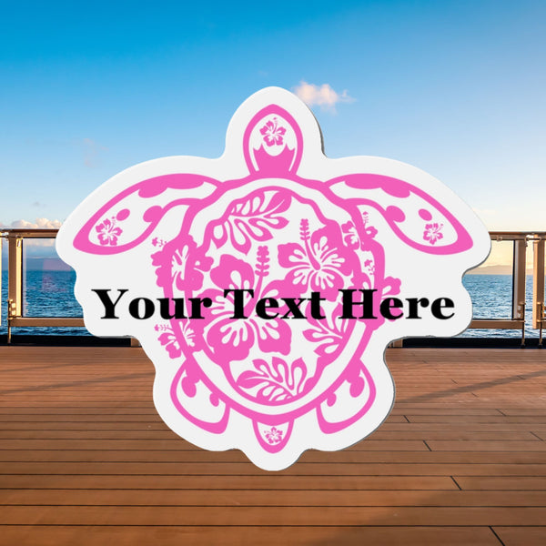 Personalized Flower Sea Turtle Pink Cruise Door Magnet Cruise Door Magnets   