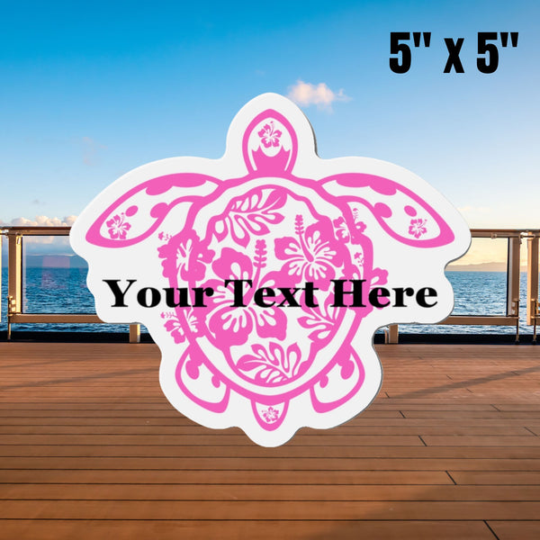 Personalized Flower Sea Turtle Pink Cruise Door Magnet Cruise Door Magnets 5" x 5"  