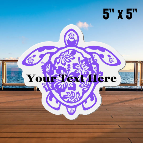 Personalized Flower Sea Turtle Purple Cruise Door Magnet Cruise Door Magnets 5" x 5"  