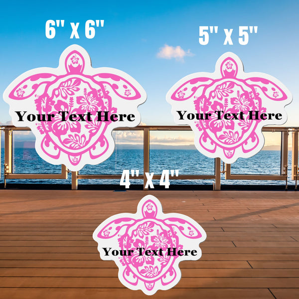 Personalized Flower Sea Turtle Pink Cruise Door Magnet Cruise Door Magnets   