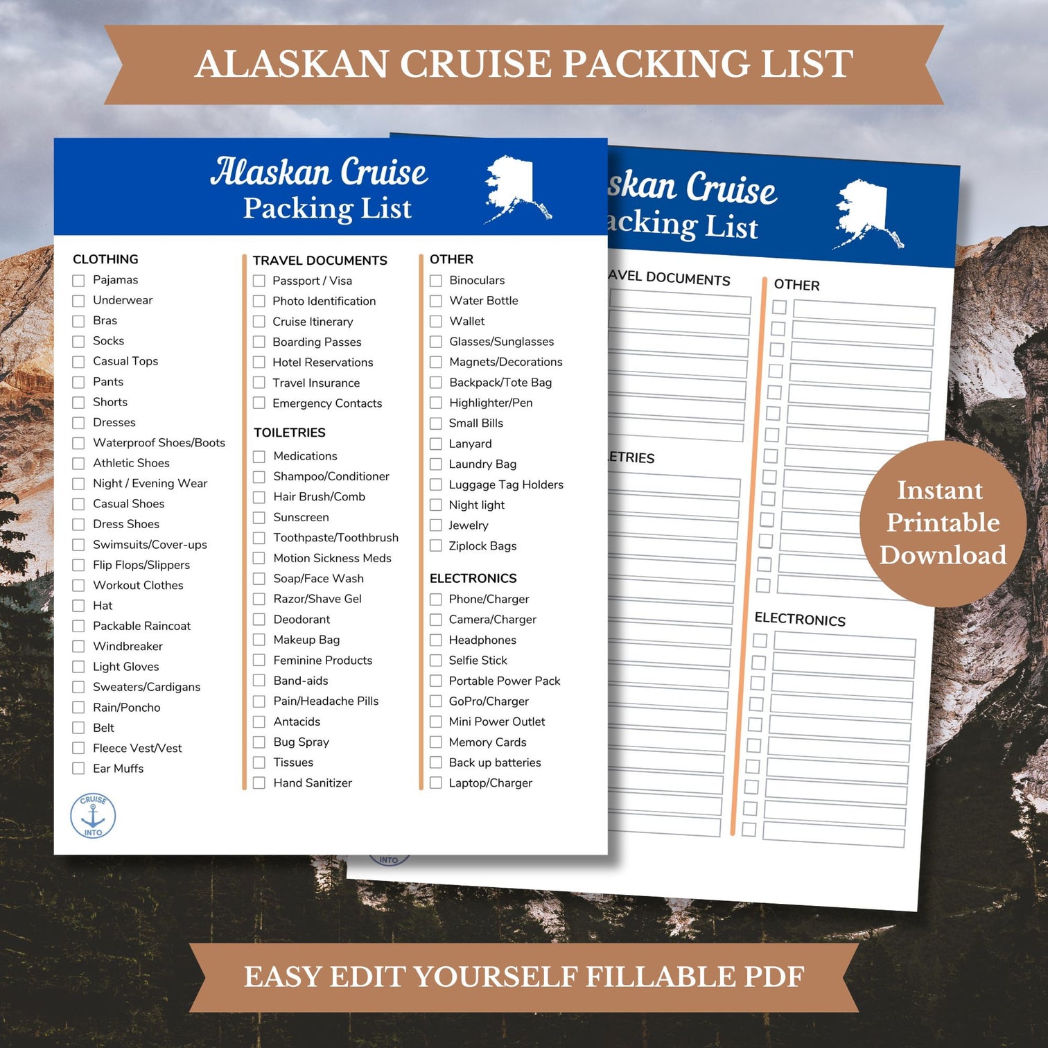 Alaskan Cruise Packing List Printable Digital Download – Cruise Into