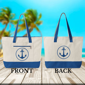 Anchor Cruise Tote Bag - Nautical Zippered Canvas Travel Bag Bags Cruise Into