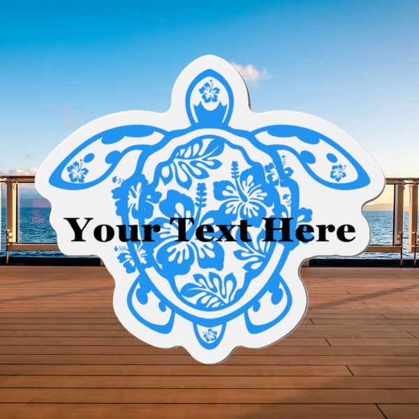 Personalized Flower Sea Turtle Blue Cruise Door Magnet Cruise Door Magnets   