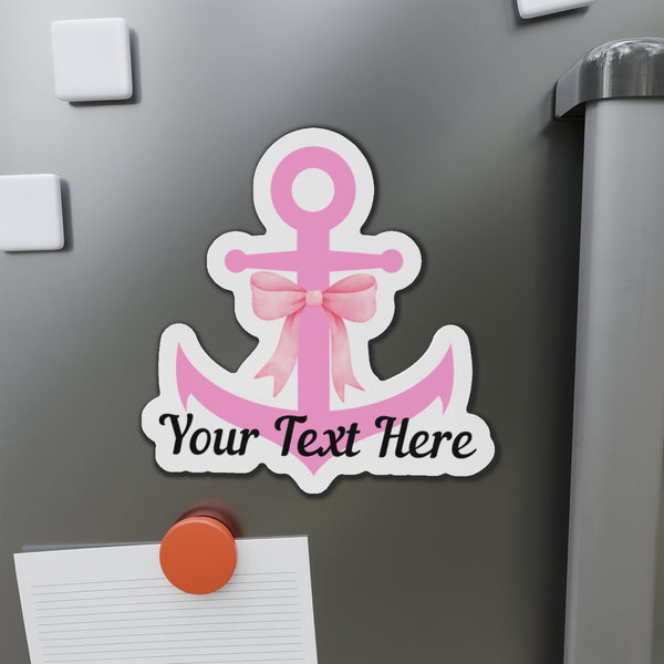 Personalized Pink Coquette Bow Anchor Cruise Door Magnet Cruise Door Magnets 6" × 6"  