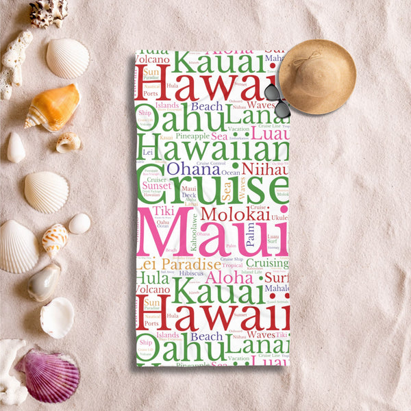 Hawaii Cruise Words Beach Towel Cruise Towels   