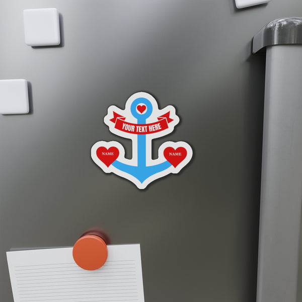 Personalized Heart Anchor Cruise Door Magnet Cruise Door Magnets 4" x 4"  