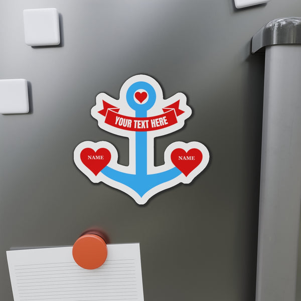 Personalized Heart Anchor Cruise Door Magnet Cruise Door Magnets 5" x 5"  