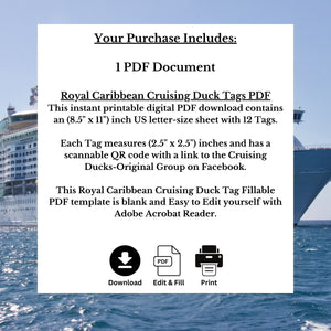 Royal Caribbean Cruising Duck Tags Printable Digital Download Digital Download Cruise Into