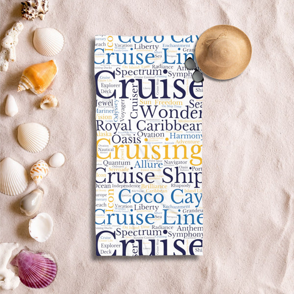 Royal Caribbean Cruise Words Beach Towel Cruise Towels   