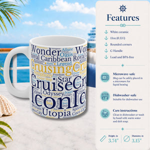 RCL Cruise Themed Words Mug