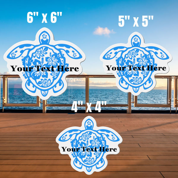 Personalized Flower Sea Turtle Blue Cruise Door Magnet Cruise Door Magnets   