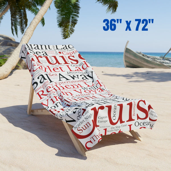 Virgin Voyages Cruise Words Beach Towel Cruise Towels 36" × 72"  