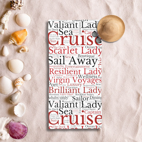 Virgin Voyages Cruise Words Beach Towel Cruise Towels   